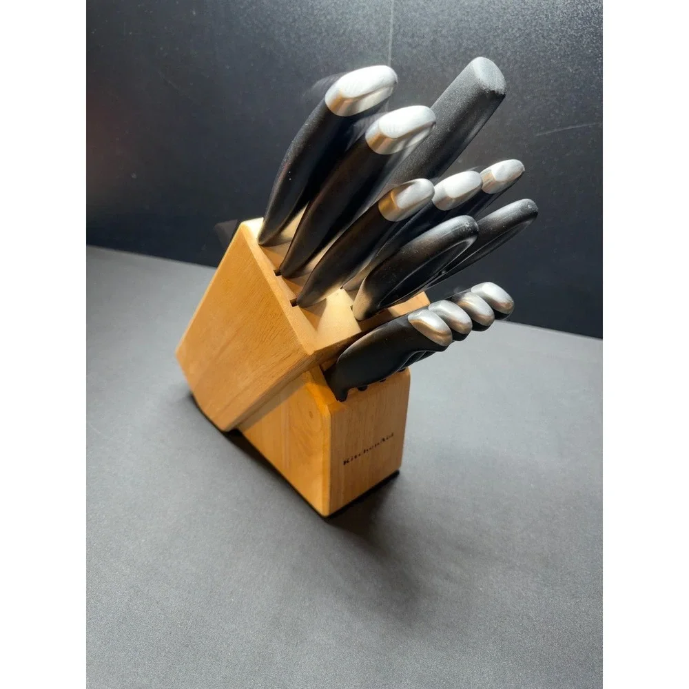 KitchenAid 12 Pc Knife Block Set Chef Utility Steak Knives Scissors Sharpener